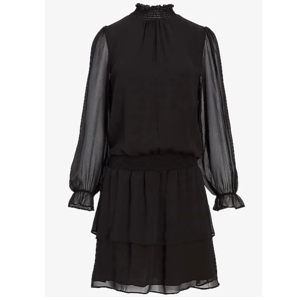NWT Express Black Ruffle Dress - Picture 3 of 6